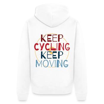 Keep Cycling Keep Moving Passionate Cycling Bike - Unisex Premium Organic Zip Hoodie - white - Back - Thijin (182cm)