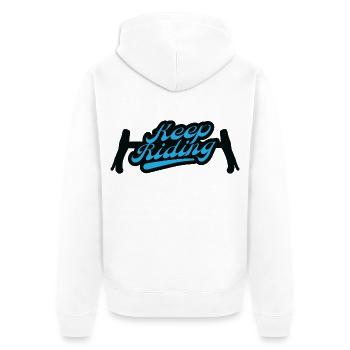 Keep Riding Design Gravelbike Lenker, Geschenk - Unisex Premium Bio Zip Hoodie - Weiß - Hinten - Thijin (182cm)