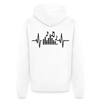 Music Heartbeat, Line Art Design für Musiker - Unisex Premium Bio Zip Hoodie - Weiß - Hinten - Thijin (182cm)