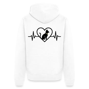 Katze Herz Silhouette Süß Pet Lover Geschenk - Unisex Premium Bio Zip Hoodie - Weiß - Hinten - Thijin (182cm)