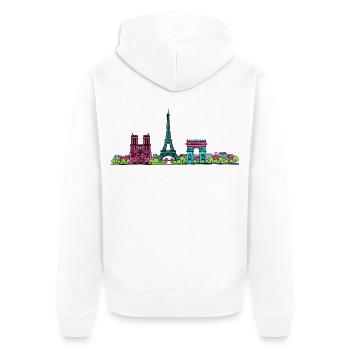 Paris City Skyline Eiffel Tower Modern Line Art - Unisex Premium Organic Zip Hoodie - white - Back - Thijin (182cm)