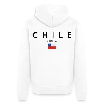 Chilenischer Stolz, minimalistisches, elegantes Design - Unisex Premium Bio Zip Hoodie - Weiß - Hinten - Thijin (182cm)