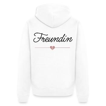 Freundin Herz Geschenk Liebe Freundschaft - Unisex Premium Bio Zip Hoodie - Weiß - Hinten - Thijin (182cm)