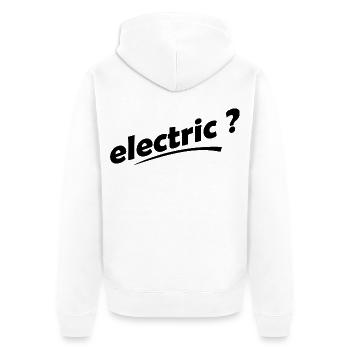 Elektrische Autos - Unisex Premium Bio Zip Hoodie - Weiß - Hinten - Thijin (182cm)