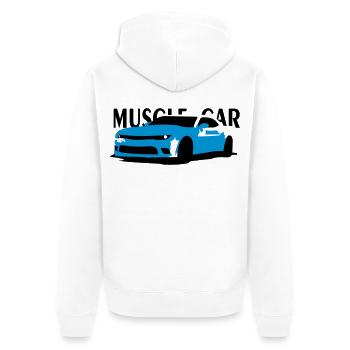 MuscleCar - Unisex Premium Bio Zip Hoodie - Weiß - Hinten - Thijin (182cm)
