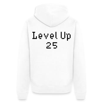Level Up - 25th Birthday - Unisex Premium Organic Zip Hoodie - white - Back - Thijin (182cm)