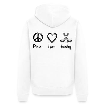 Eishockey Liebe - Unisex Premium Bio Zip Hoodie - Weiß - Hinten - Thijin (182cm)