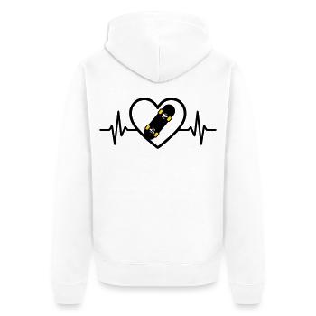 Skateboard Herz Sport Urban Leidenschaft - Unisex Premium Bio Zip Hoodie - Weiß - Hinten - Thijin (182cm)