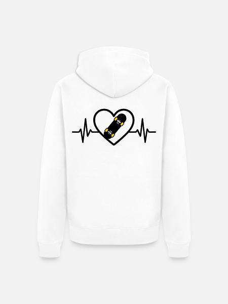 Skateboard Heart Sport Urban Passion - Unisex Premium Organic Zip Hoodie - white