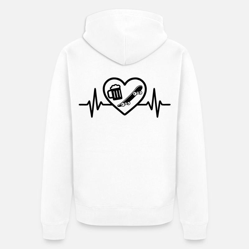 Bière Heart Skateboard - Veste à capuche bio Premium Unisexe - blanc