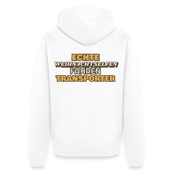 Echte Weihnachtselfen fahren Transporter - Unisex Premium Bio Zip Hoodie - Weiß - Hinten - Thijin (182cm)