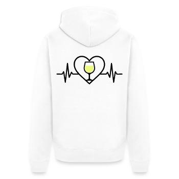 Wein Weinglas Herz Weißwein - Unisex Premium Bio Zip Hoodie - Weiß - Hinten - Thijin (182cm)