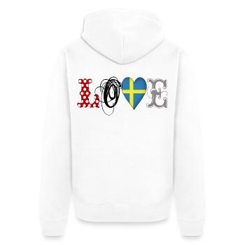 Love Sweden Black - Unisex Premium Bio Zip Hoodie - Weiß - Hinten - Thijin (182cm)