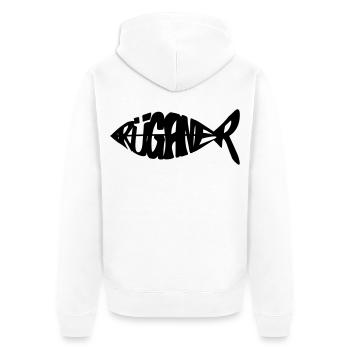 Rüganer Fisch - Rügen - Unisex Premium Organic Zip Hoodie - white - Back - Thijin (182cm)