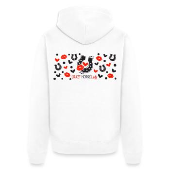 Crazy Horse Lady schwarze und rote Muster - Unisex Premium Bio Zip Hoodie - Weiß - Hinten - Thijin (182cm)