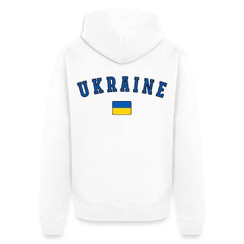Ukrainische Flagge, Ukrainischer Stolz - Unisex Premium Bio Zip Hoodie - Weiß - Hinten - Thijin (182cm)