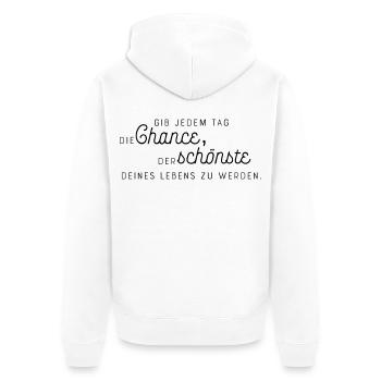 Abstrakte Farbexplosion auf Leinwand - Unisex Premium Bio Zip Hoodie - Weiß - Hinten - Thijin (182cm)