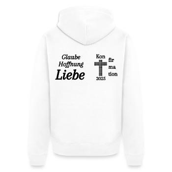 Confirmation 2025 Foi Espérance Amour Bible - Veste à capuche bio Premium Unisexe - blanc - Dos - Thijin (182cm)