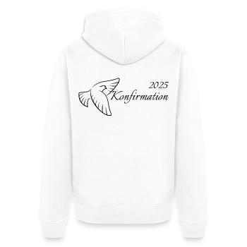 Konfirmation 2025 fliegende Taube Heiliger Geist - Unisex Premium Bio Zip Hoodie - Weiß - Hinten - Thijin (182cm)