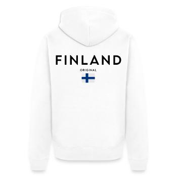 Finnish pride, minimalist sleek design - Unisex Premium Organic Zip Hoodie - white - Back - Thijin (182cm)