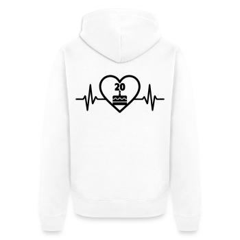 Heart Birthday 20 Years Cake - Unisex Premium Organic Zip Hoodie - white - Back - Thijin (182cm)