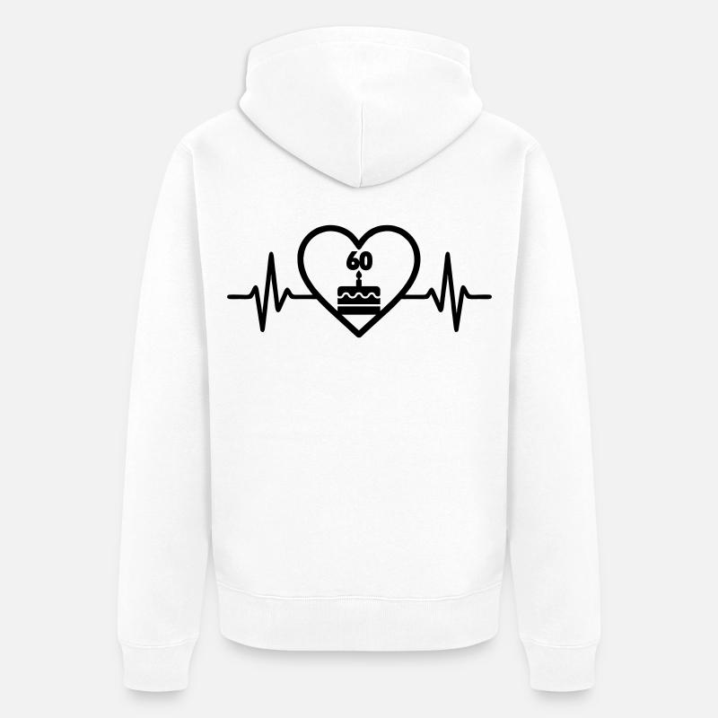Gâteau d’anniversaire de coeur 60 ans - Veste à capuche bio Premium Unisexe - blanc