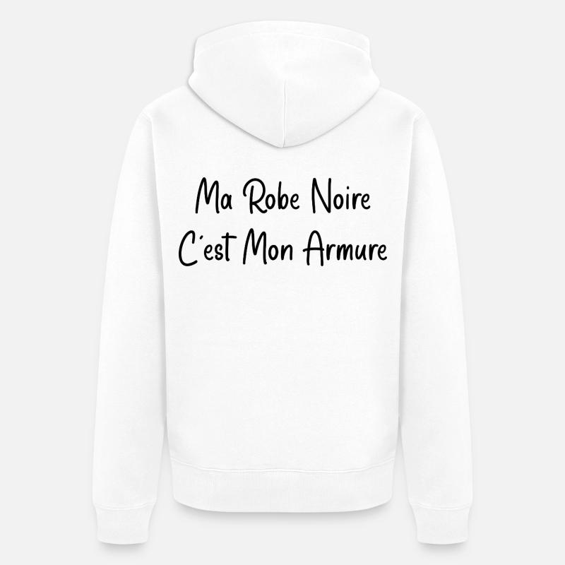 Ma robe noire est mon armure - Veste à capuche bio Premium Unisexe - blanc