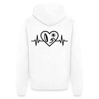 Surf Heart Wave Board Sun - Unisex Premium Organic Zip Hoodie - white - Back - Thijin (182cm)