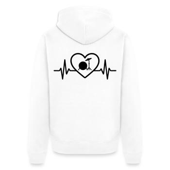 Heart Drums Bass Drum Cymbals - Unisex Premium Organic Zip Hoodie - white - Back - Thijin (182cm)