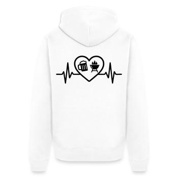 Barbecue à la bière au cœur - Veste à capuche bio Premium Unisexe - blanc - Dos - Thijin (182cm)