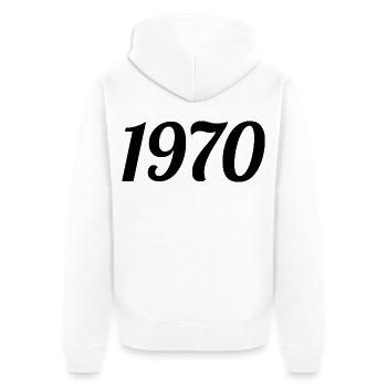 1970 Vintage 1970 Retro Geburtstagsgeschenk 1970er Jahre Geschenk - Unisex Premium Bio Zip Hoodie - Weiß - Hinten - Thijin (182cm)