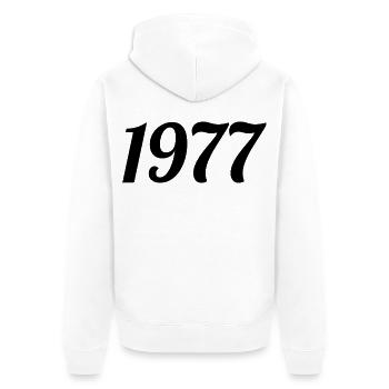 1977 Vintage 1977 Anniversaire Rétro 1977 Cadeau - Veste à capuche bio Premium Unisexe - blanc - Dos - Thijin (182cm)