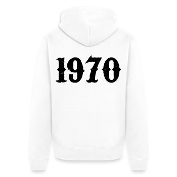 1970 - Unisex Premium Bio Zip Hoodie - Weiß - Hinten - Thijin (182cm)