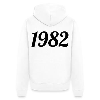 1982 Vintage 1982 Anniversaire Rétro 1982 Cadeau - Veste à capuche bio Premium Unisexe - blanc - Dos - Thijin (182cm)