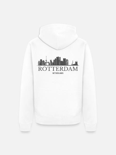 Rotterdam Netherlands, Rotterdam skyline - Unisex Premium Organic Zip Hoodie - white
