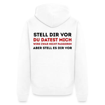 Roter Provokationsspruch Shirt - Unisex Premium Bio Zip Hoodie - Weiß - Hinten - Thijin (182cm)