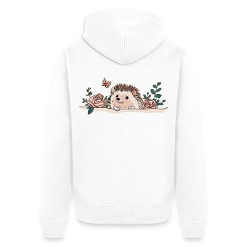 Dessin de hérisson - Veste à capuche bio Premium Unisexe - blanc - Dos - Thijin (182cm)