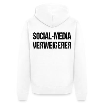 Social Media Verweigerer Offline  - Unisex Premium Bio Zip Hoodie - Weiß - Hinten - Thijin (182cm)