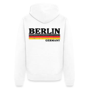 Berlin - Deutschland - Germany - Berliner Bär - Unisex Premium Bio Zip Hoodie - Weiß - Hinten - Thijin (182cm)