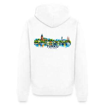 Turku - Finland - Suomi - Finnland - finnisch - Unisex Premium Bio Zip Hoodie - Weiß - Hinten - Thijin (182cm)