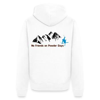 No Friends on Powder Days / Ski Freeride - Unisex Premium Bio Zip Hoodie - Weiß - Hinten - Thijin (182cm)