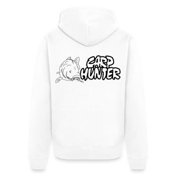 Carp Hunter, Karpfen, Jäger, Angler - Unisex Premium Bio Zip Hoodie - Weiß - Hinten - Thijin (182cm)