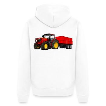Traktor mit Anhänger - Unisex Premium Bio Zip Hoodie - Weiß - Hinten - Thijin (182cm)