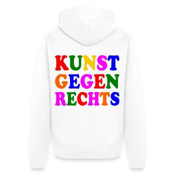 Kunst gegen rechts - Unisex Premium Bio Zip Hoodie - Weiß - Hinten - Thijin (182cm)