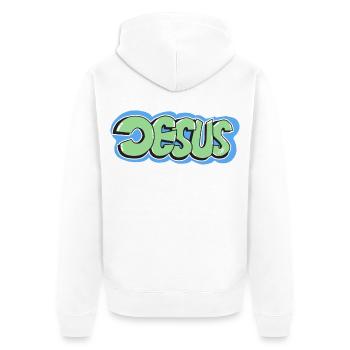 Jesus - Unisex Premium Bio Zip Hoodie - Weiß - Hinten - Thijin (182cm)