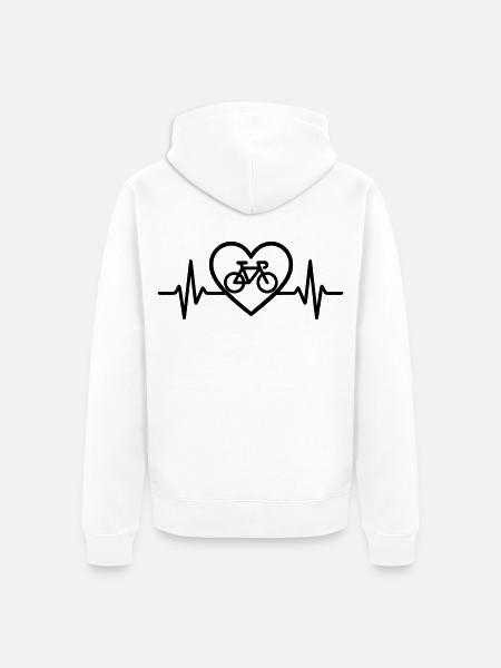 Heart Cycling – Passion for Cycling - Unisex Premium Organic Zip Hoodie - white