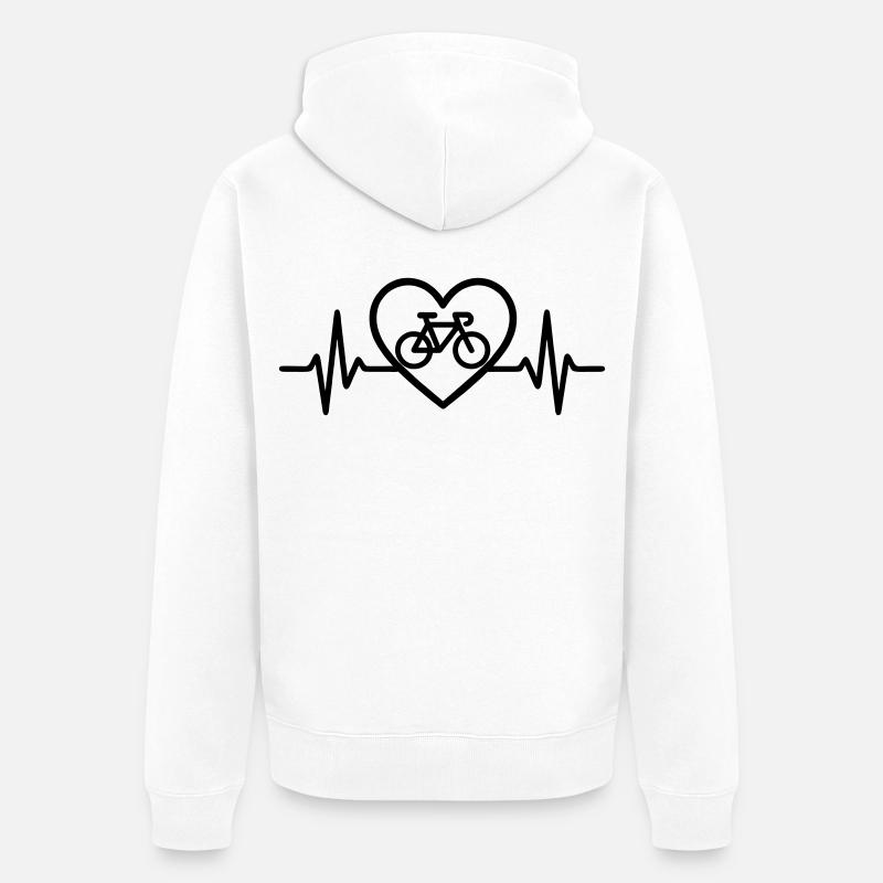 Cyclisme cardiaque – Passion pour le cyclisme - Veste à capuche bio Premium Unisexe - blanc