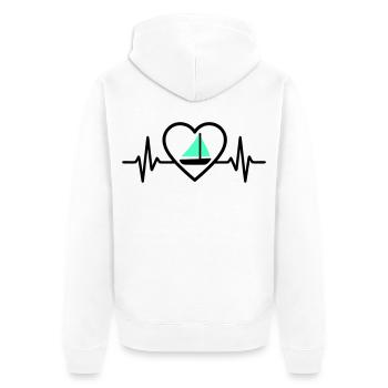 Herz Segeln – Leidenschaft Boot - Unisex Premium Bio Zip Hoodie - Weiß - Hinten - Thijin (182cm)