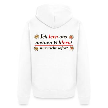 I learn from my mistakes – Funny Learning Pun - Unisex Premium Organic Zip Hoodie - white - Back - Thijin (182cm)