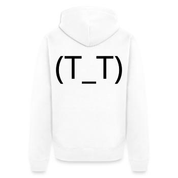 Crying Emoticon (T_T) Anime Tears - Unisex Premium Organic Zip Hoodie - white - Back - Thijin (182cm)